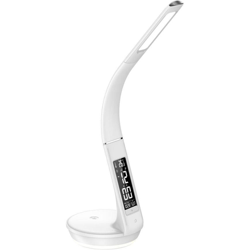 Dimmbare LED-Tischleuchte mit kabelloser Qi-Aufladung 5W und Anzeige LED/6W/230V/1xCR2032 3000/4000/6000K weiß