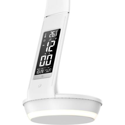 Dimmbare LED-Tischleuchte mit kabelloser Qi-Aufladung 5W und Anzeige LED/6W/230V/1xCR2032 3000/4000/6000K weiß