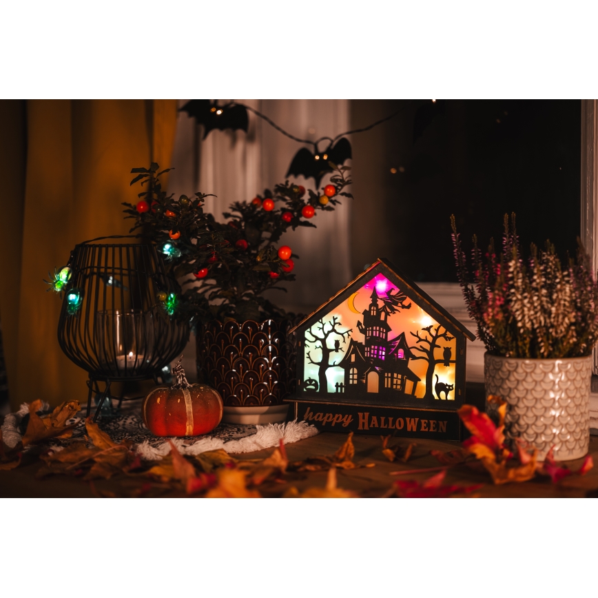 LED-Dekoration HALLOWEEN LED/2xAA/mehrfarbig gruseliges Haus