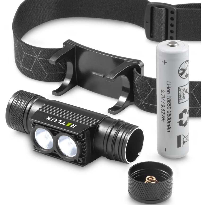 LED dimmbare wiederaufladbare Aluminium Stirnlampe LED/2600 mAh IP65