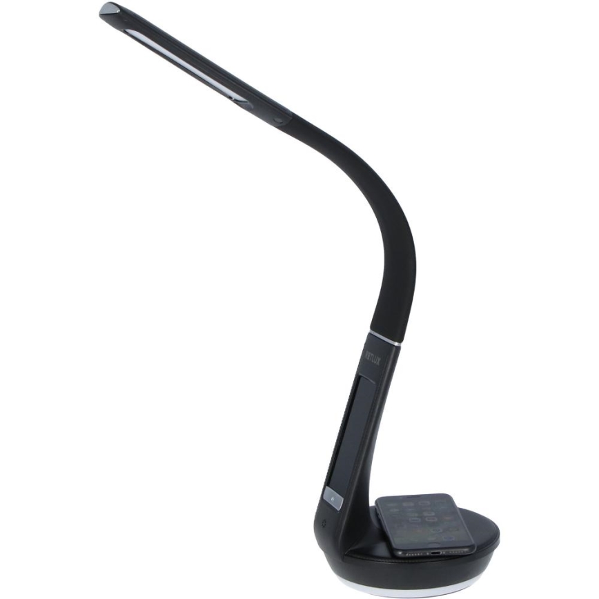 LED dimmbare Tischlampe mit kabelloser Qi-Ladestation 5W und Display LED/6W/230V/1xCR2032 3000/4000/6000K schwarz
