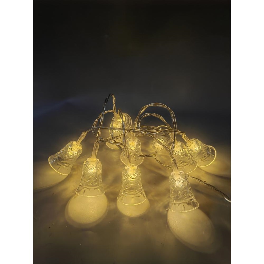 LED-Weihnachtslichterkette 20xLED/3xAA/warmweiβ 2,2m Glocken