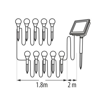 RGB-LED-Solarleuchte 10× LEDs / 1,2 V, 300 mAh, IP44, schwarz