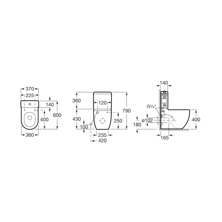 Roca A341242000 - MERIDIAN Spülkasten, mit unterem Wasseranschluss, Keramik/weiß