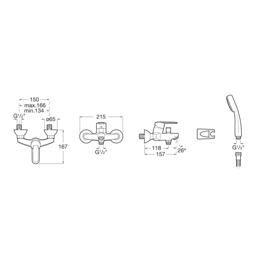 Roca A5A0125C02 - Badewannenset mit Armatur VICTORIA Hochglanzchrom