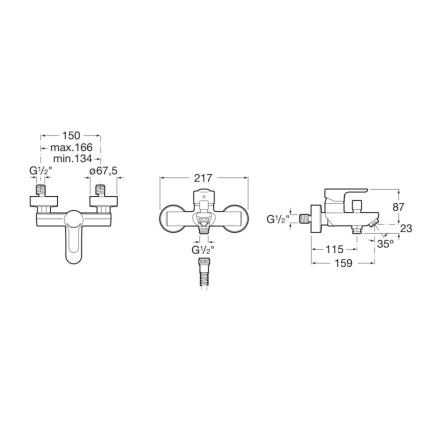 Roca A5A0209C00 - Badewannenarmatur L20 glänzendes Chrom