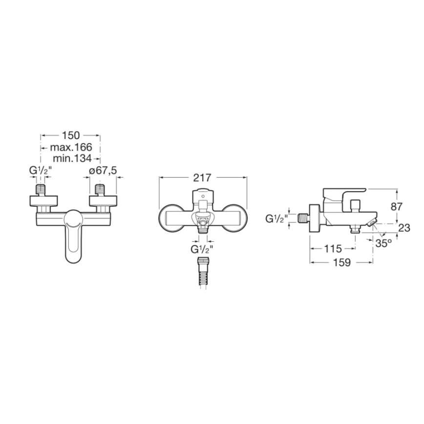 Roca A5A0209C00 - Badewannenarmatur L20 glänzendes Chrom