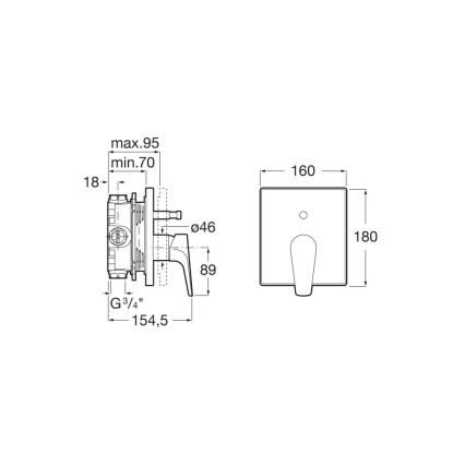 Roca A5A0B90C00 - Unterputz-Duscharmatur ATLAS, Hochglanz-Chrom