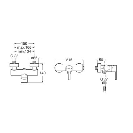 Roca A5A2196C00 - Duscharmatur NAIA, glänzender Chrom