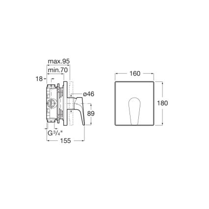 Roca A5A2B90C00 - Unterputz-Duscharmatur ATLAS, glänzender Chrom