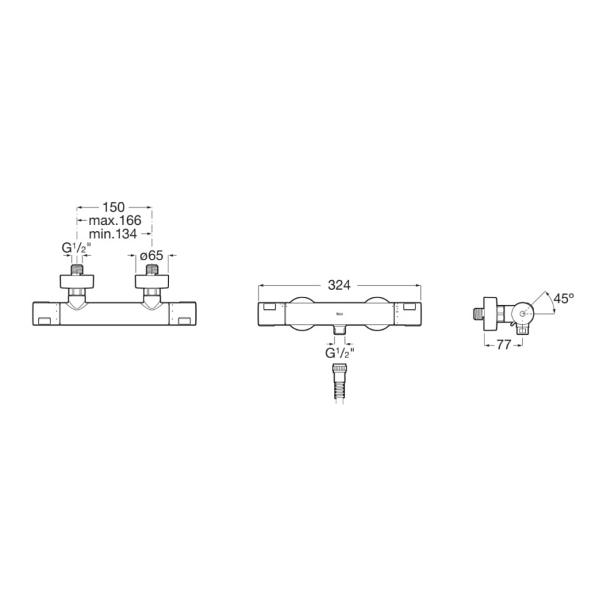 Roca A5A2E18C00 - Thermostatischer Wasserhahn für die Dusche -500 glänzendes Chrom
