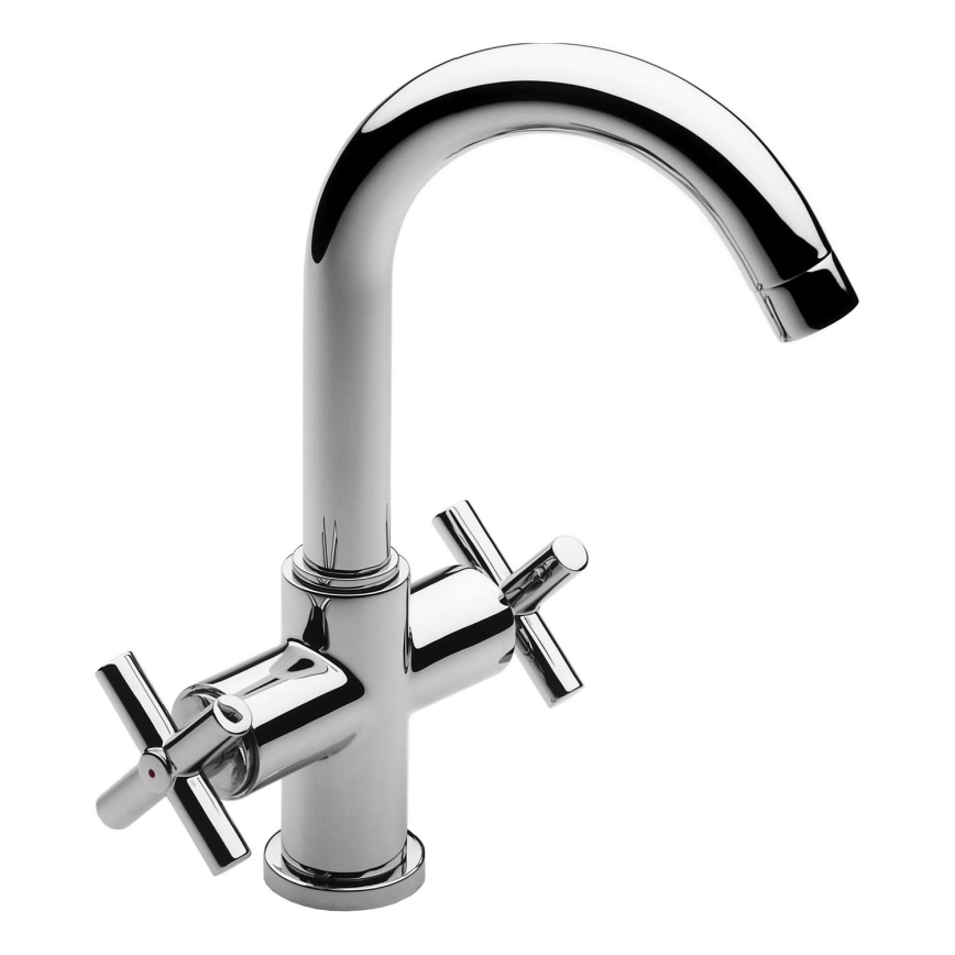 Roca A5A3043C00 - Waschbeckenarmatur + Ablauf mit Überlauf LOFT 27 cm glänzendes Chrom