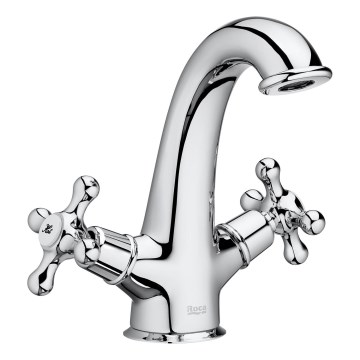 Roca A5A3A4BC00 - Waschbeckenarmatur + Ablauf mit Überlauf CARMEN 17,8 cm glänzendes Chrom