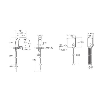Roca A5A5509C00 - Berührungslose Waschtischarmatur L20 230V Hochglanz-Chrom