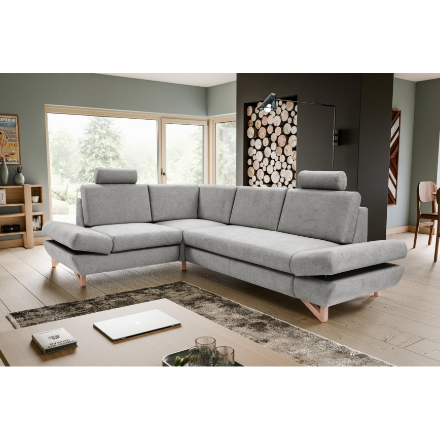 Eck-Schlafsofa mit Stauraum, Polsterbezug, L-Form AVESTA links, grau