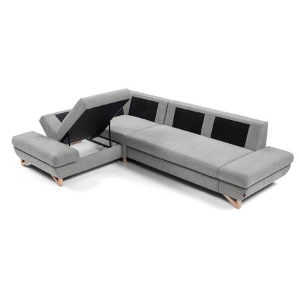 Eck-Schlafsofa mit Stauraum, Polsterbezug, L-Form AVESTA links, grau