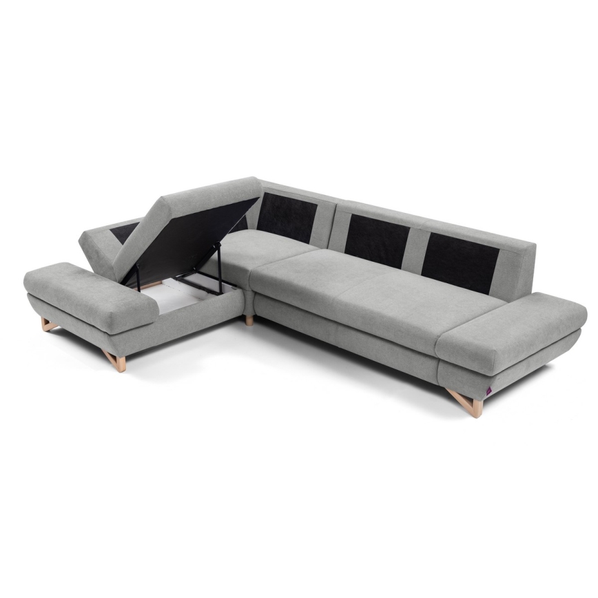 Eck-Schlafsofa mit Stauraum, Polsterbezug, L-Form AVESTA links, grau