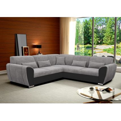 Eck-Schlafsofa mit Stauraum in L-Form VISEU, rechts, grau/schwarz