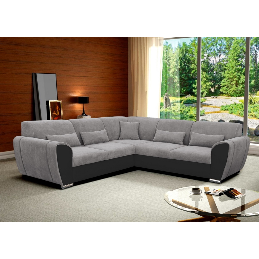 Eck-Schlafsofa mit Stauraum in L-Form VISEU, rechts, grau/schwarz