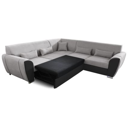 Eck-Schlafsofa mit Stauraum in L-Form VISEU, rechts, grau/schwarz