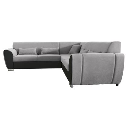 Eck-Schlafsofa mit Stauraum in L-Form VISEU, rechts, grau/schwarz