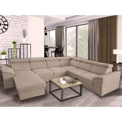 Schlafsofa mit universeller U-Ecke und Stauraum GRANADA Beige