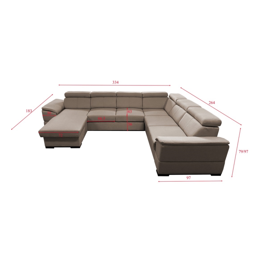 Schlafsofa mit universeller U-Ecke und Stauraum GRANADA Beige