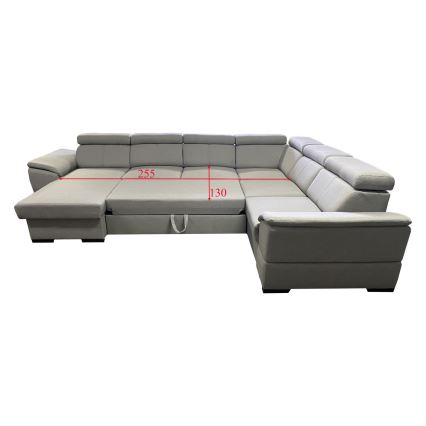 Schlafsofa mit universeller U-Ecke und Stauraum GRANADA in Hellgrau