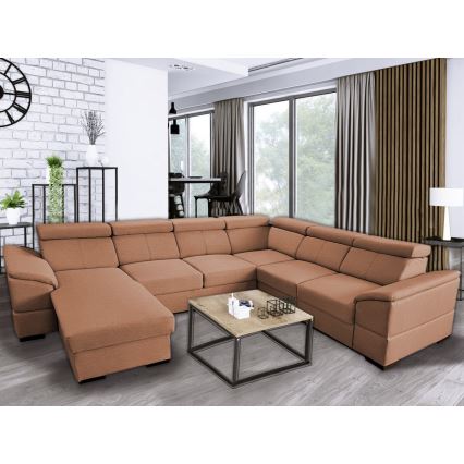 Schlafsofa mit universeller U-Ecke und Stauraum GRANADA in Braun