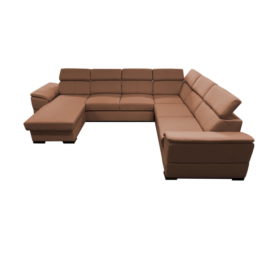 Schlafsofa mit universeller U-Ecke und Stauraum GRANADA in Braun