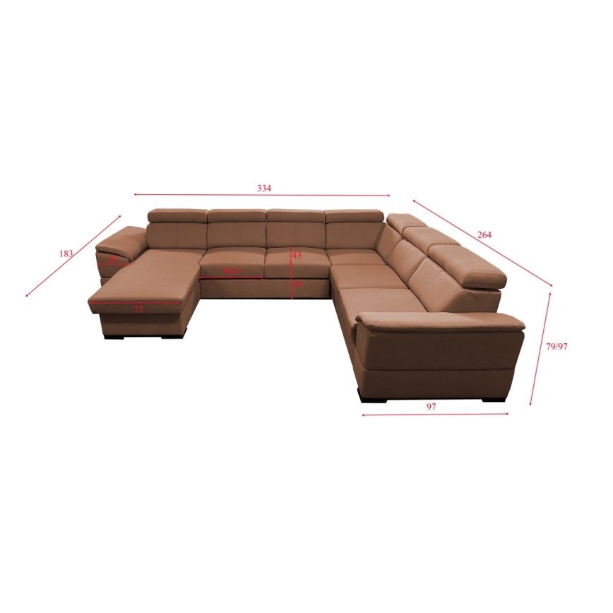 Schlafsofa mit universeller U-Ecke und Stauraum GRANADA in Braun
