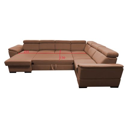 Schlafsofa mit universeller U-Ecke und Stauraum GRANADA in Braun