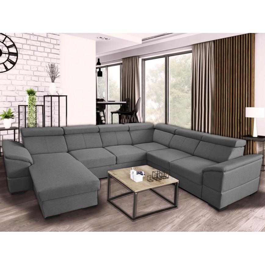 Schlafsofa mit universeller U-Ecke und Stauraum GRANADA in Dunkelgrau