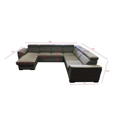 Schlafsofa mit universeller U-Ecke und Stauraum GRANADA in Dunkelgrau