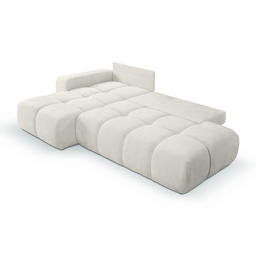 Ecksofa mit Schlaffunktion und Stauraum, L-Form ALMADA links, beige, gepolstert