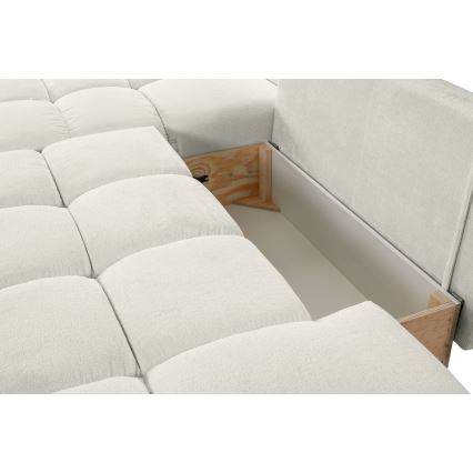 Ecksofa mit Schlaffunktion und Stauraum, L-Form ALMADA links, beige, gepolstert