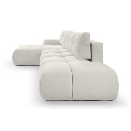 Ecksofa mit Schlaffunktion und Stauraum, L-Form ALMADA links, beige, gepolstert