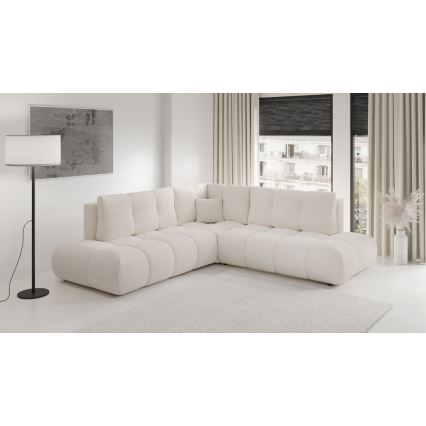 Ecksofa mit Schlaffunktion und Stauraum, L-Form ALMADA links, beige, gepolstert