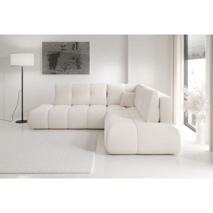 Ecksofa mit Schlaffunktion und Stauraum, L-Form ALMADA links, beige, gepolstert