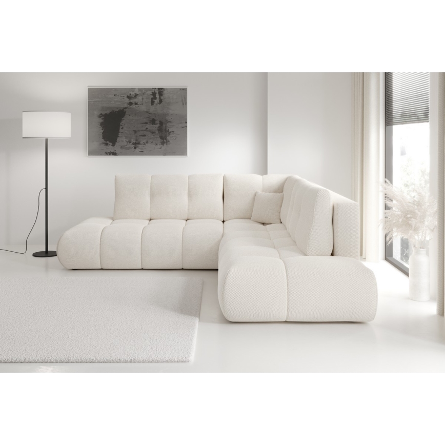 Ecksofa mit Schlaffunktion und Stauraum, L-Form ALMADA links, beige, gepolstert