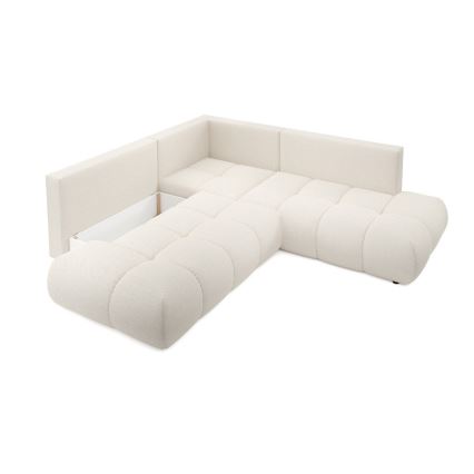 Ecksofa mit Schlaffunktion und Stauraum, L-Form ALMADA links, beige, gepolstert