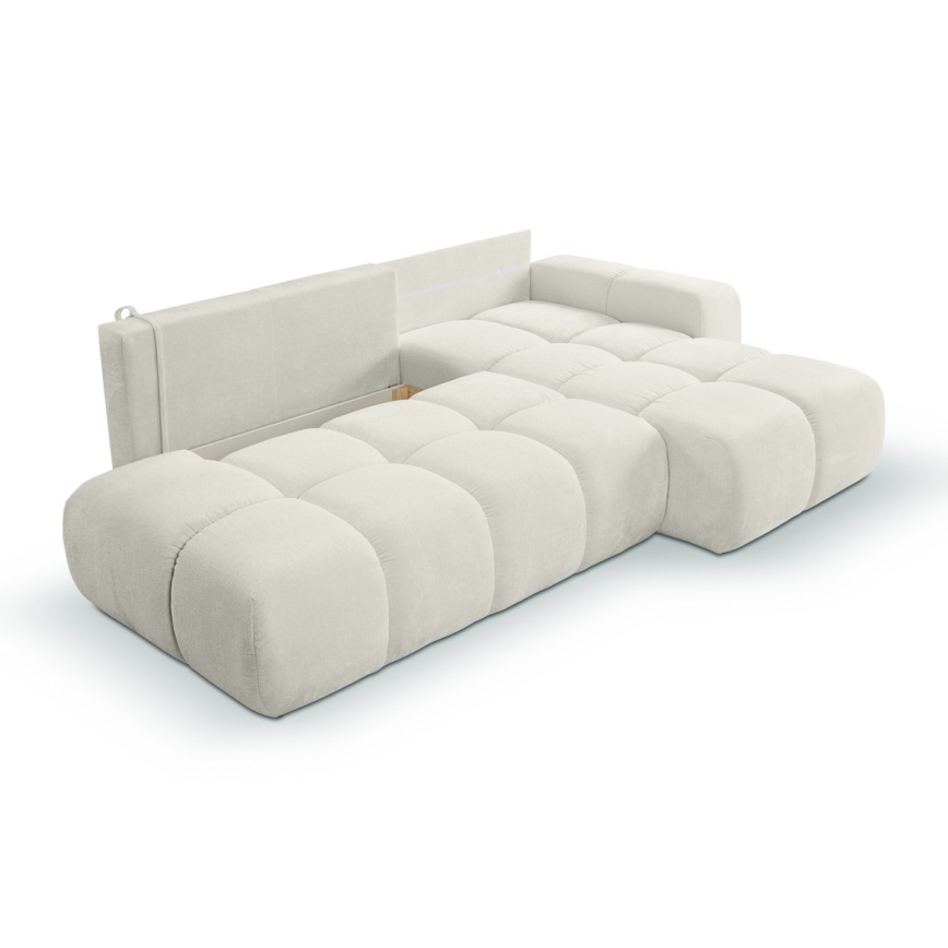 Ausziehbare Eckpolstergarnitur mit Stauraum in L-Form ALMADA, rechts, beige