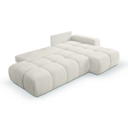Ausziehbare Eckpolstergarnitur mit Stauraum in L-Form ALMADA, rechts, beige