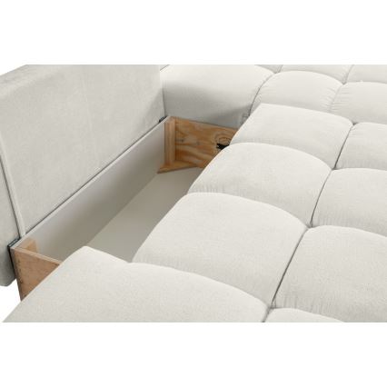 Ausziehbare Eckpolstergarnitur mit Stauraum in L-Form ALMADA, rechts, beige