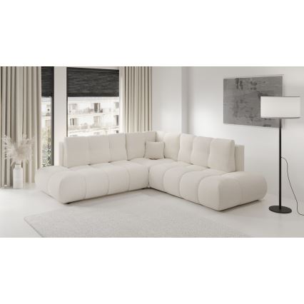 Ausziehbare Eckpolstergarnitur mit Stauraum in L-Form ALMADA, rechts, beige