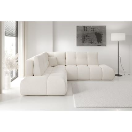 Ausziehbare Eckpolstergarnitur mit Stauraum in L-Form ALMADA, rechts, beige