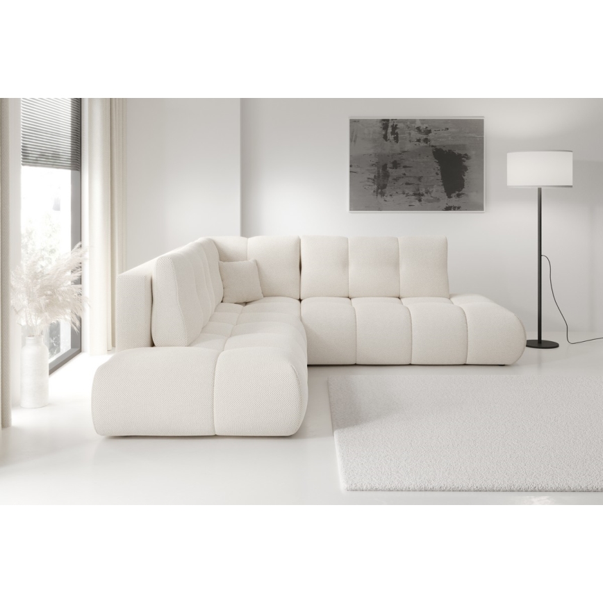Ausziehbare Eckpolstergarnitur mit Stauraum in L-Form ALMADA, rechts, beige