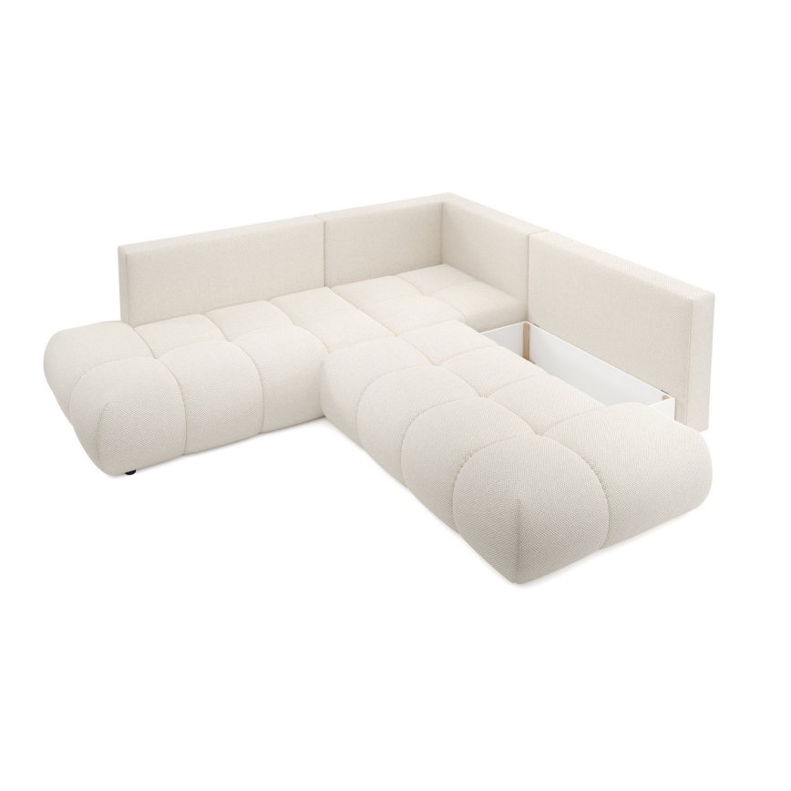 Ausziehbare Eckpolstergarnitur mit Stauraum in L-Form ALMADA, rechts, beige