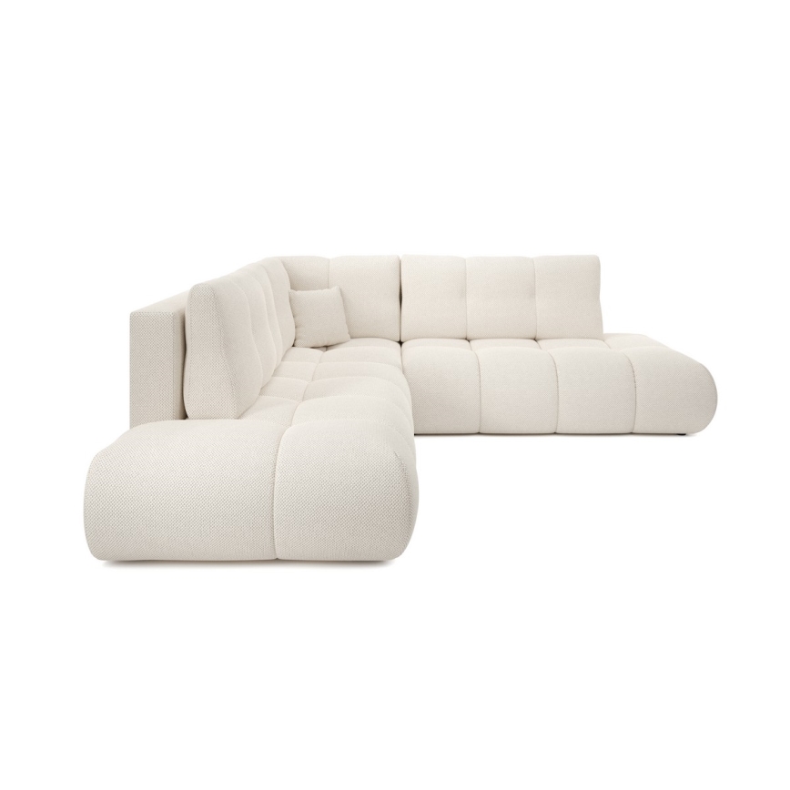 Ausziehbare Eckpolstergarnitur mit Stauraum in L-Form ALMADA, rechts, beige