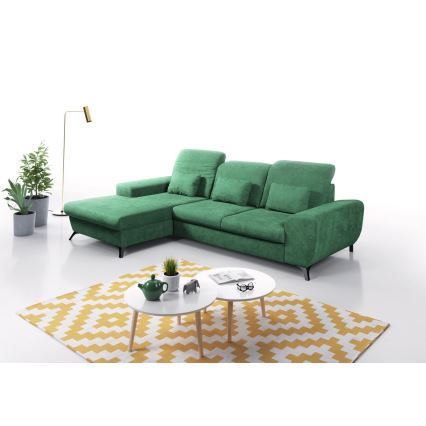 Eck-Schlafsofa mit Stauraum, Polsterbezug, L-Form ALTA links, grün